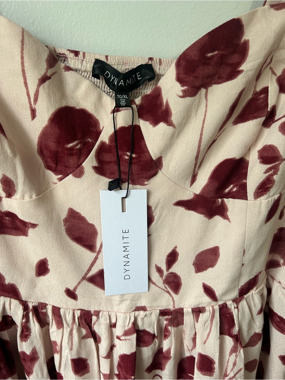 NEW Dynamite Blush Floral Sweetheart Midi Dress NWT - Picture 9 of 13